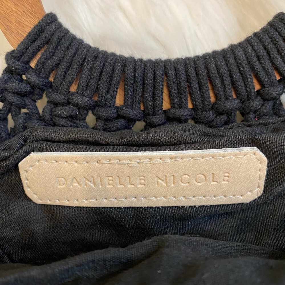 Danielle Nicole Black Macrame Satchel Fringe Fray… - image 6